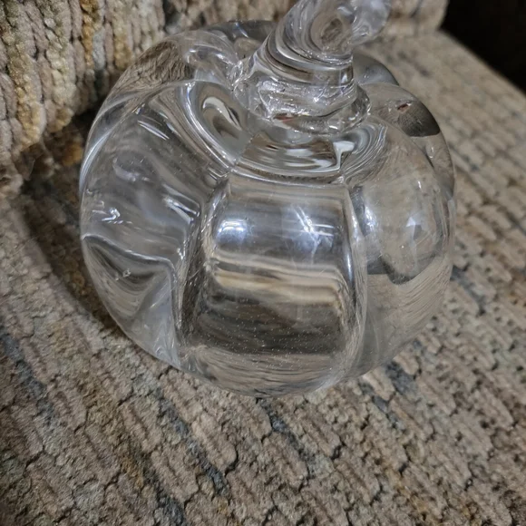 Tiffany & Co Crystal Pumpkin Paperweight  Signed 3.75" Clean Fall Halloween Deco - Picture 4 of 7